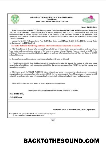 Λήψη Ινδία Hyderabad trade Άδεια Word and PDF Δείγμα προσχέδιο
