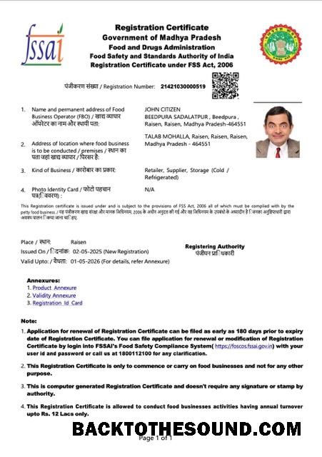 Λήψη Ινδία Madhya Pradesh εγγραφή Πιστοποιητικό Word and PDF Δείγμα προεπισκόπηση