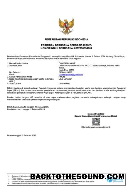 Λήψη Ινδονησία Πιστοποιητικό of incorporation Word and PDF Δείγμα πρότυπο