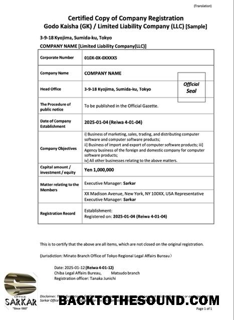 Λήψη Ιαπωνία Εταιρεία εγγραφή Word and PDF Δείγμα σχεδιασμό