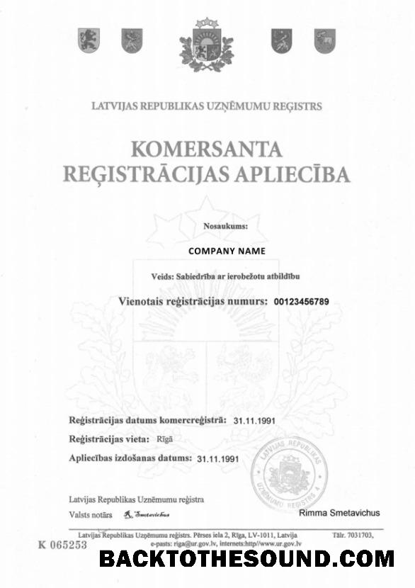 Λήψη Λετονία Πιστοποιητικό of εγγραφή Δείγμα πρότυπο