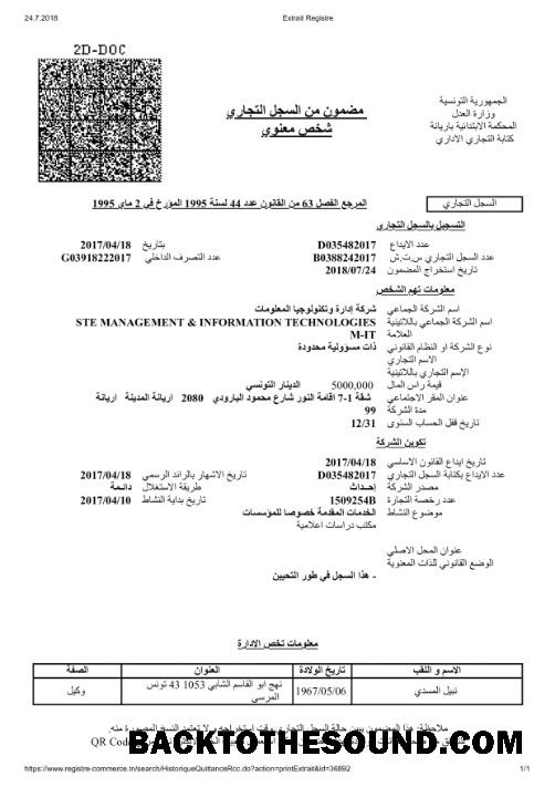 Λήψη Tunis Πιστοποιητικό of εγγραφή Δείγμα πρότυπο