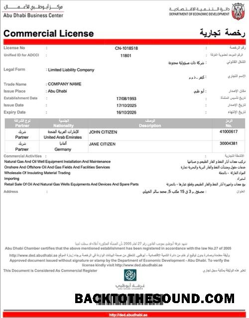 Λήψη ΗΑΕ Abu Dhabi εμπορικός Άδεια Word and PDF Δείγμα δείγμα