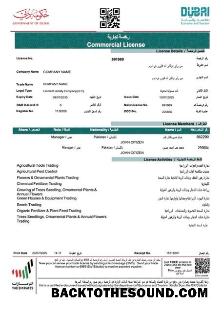 Ρεαλιστικό Λήψη ΗΑΕ Dubai εμπορικός Άδεια Word and PDF Πρότυπο, Έκδοση 2 Δείγμα