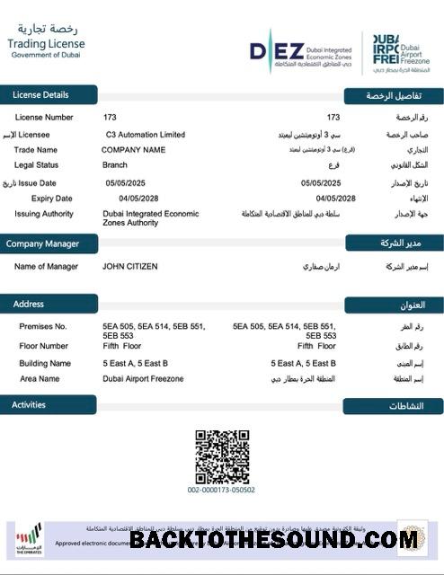 Λήψη ΗΑΕ Dubai trading Άδεια Word and PDF Δείγμα σχεδιασμό