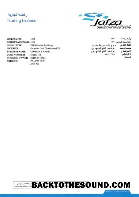 Ρεαλιστικό Λήψη ΗΑΕ Dubai trading Άδεια Word and PDF Πρότυπο, Έκδοση 3 Δείγμα