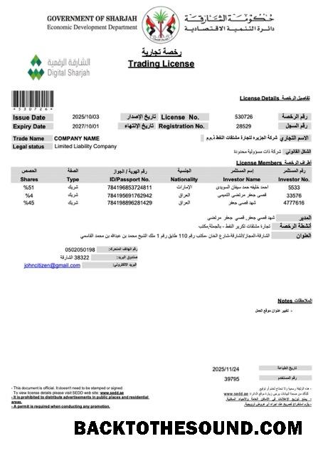 Λήψη ΗΑΕ Sharjah trading Άδεια Word and PDF Δείγμα δείγμα