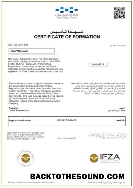 Λήψη ΗΑΕ Πιστοποιητικό of formation Word and PDF Δείγμα σχεδιασμό