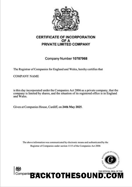 Λήψη Ηνωμένο Βασίλειο Πιστοποιητικό of incorporation of a private limited Εταιρεία Word and PDF Δείγμα προσχέδιο