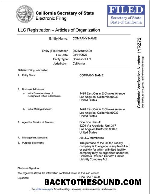 Λήψη ΗΠΑ California LLC εγγραφή Word and PDF Δείγμα προεπισκόπηση