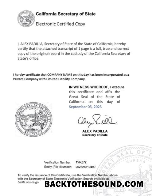 Λήψη ΗΠΑ California electronic εγγραφή Πιστοποιητικό Word and PDF Δείγμα προσχέδιο