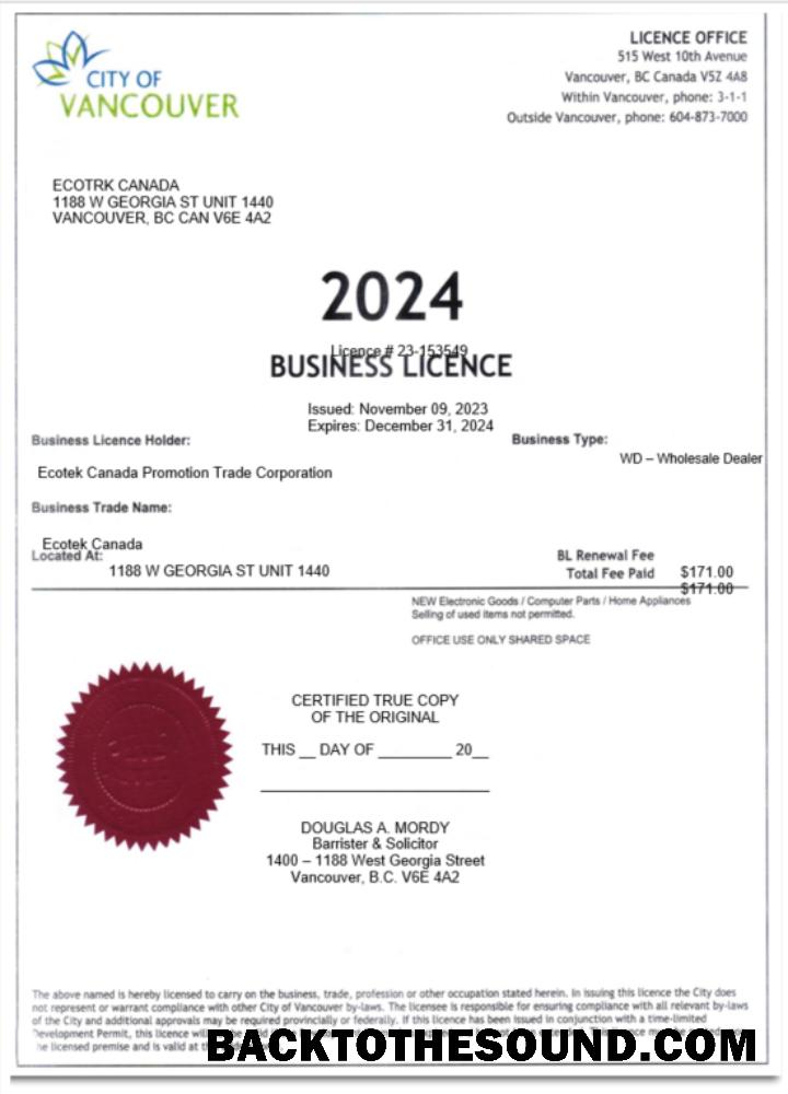 Λήψη ΗΠΑ City of Vancouver Πιστοποιητικό of Επιχείρηση licence Word and PDF Δείγμα σχεδιασμό