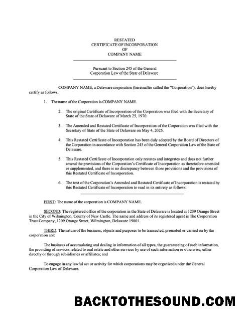 Premium Λήψη ΗΠΑ Delaware Πιστοποιητικό of incorporation Word and PDF Πρότυπο, Έκδοση 3 Δείγμα