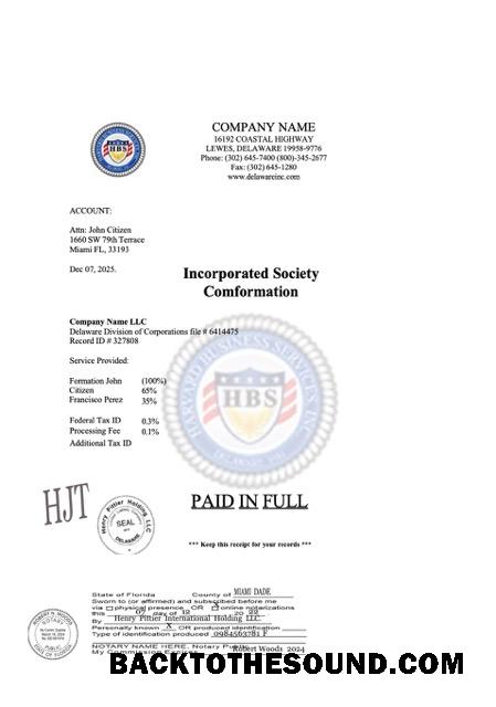 Λήψη ΗΠΑ Florida incorporated society comformation Word and PDF Δείγμα δείγμα