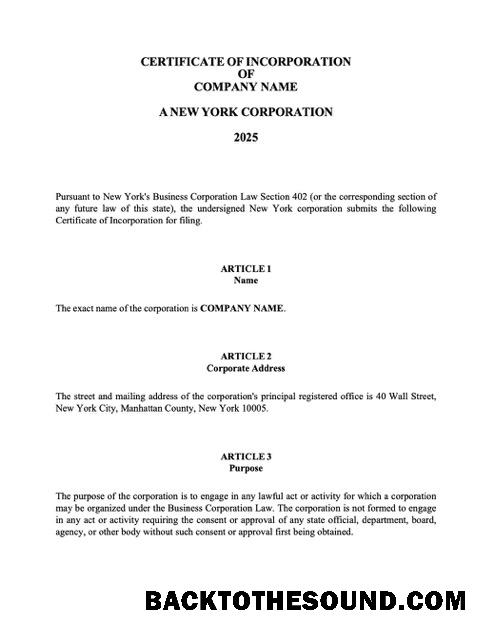 Επεξεργάσιμο Λήψη ΗΠΑ Νέο York Πιστοποιητικό of incorporation Word and PDF Πρότυπο, Έκδοση 2 Δείγμα