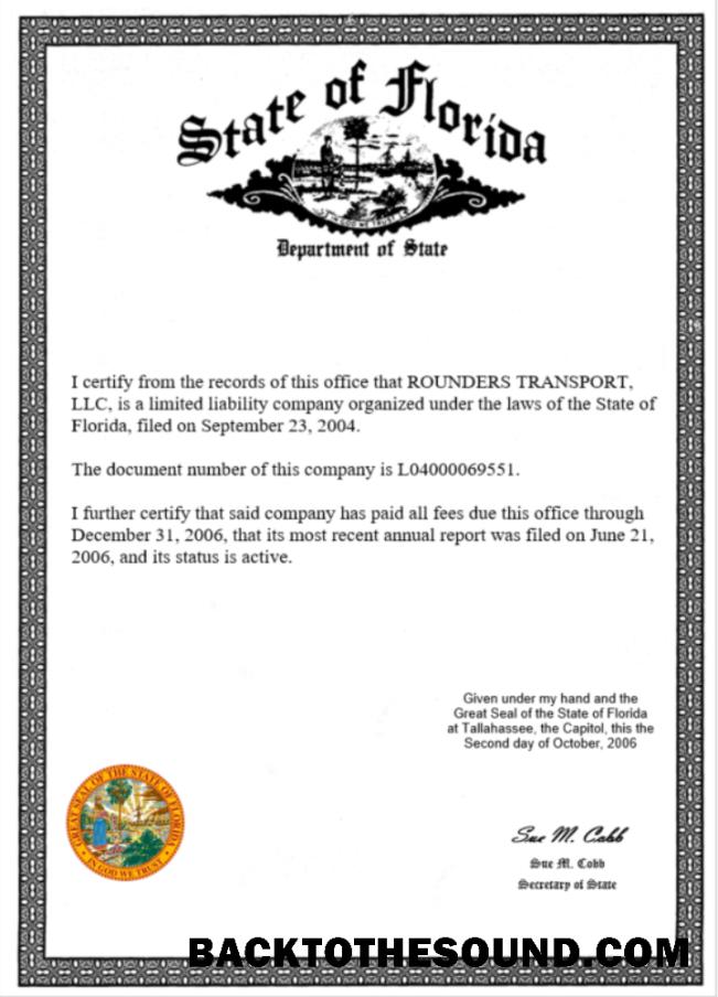 Λήψη ΗΠΑ State of Florida Πιστοποιητικό of Επιχείρηση Άδεια Word and PDF Δείγμα σχεδιασμό