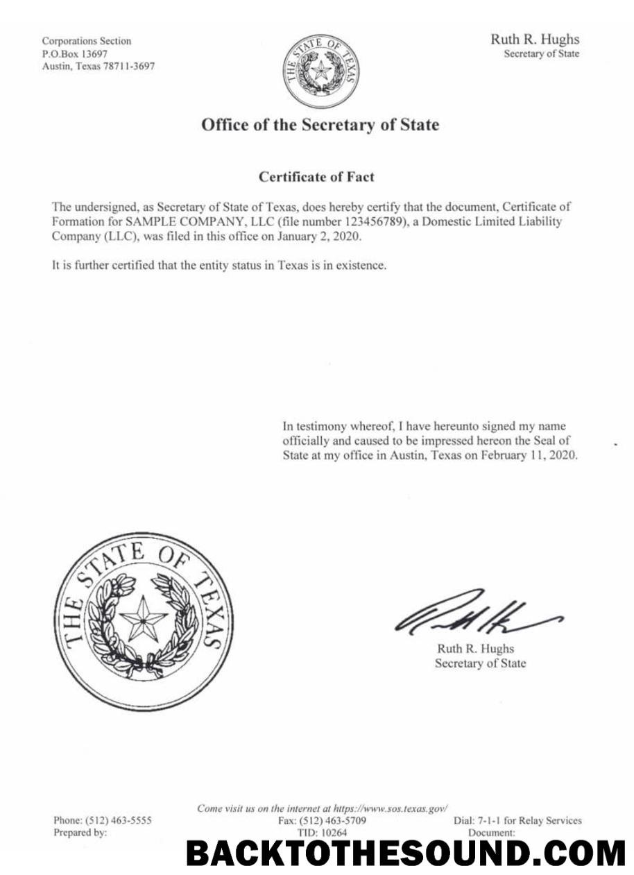 Λήψη ΗΠΑ Texas Πιστοποιητικό of good standing Δείγμα προεπισκόπηση