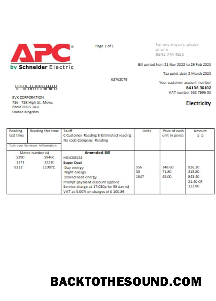 Scarica APC Elettricità Bolletta Affari Bolletta, SCR Campione design