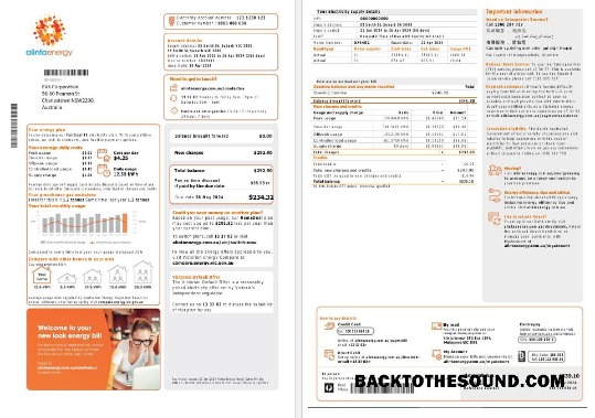 Scarica Australia Alinta Energy Elettricità Affari Bolletta Bolletta in Word and PDF Formato, 2 pages Campione anteprima