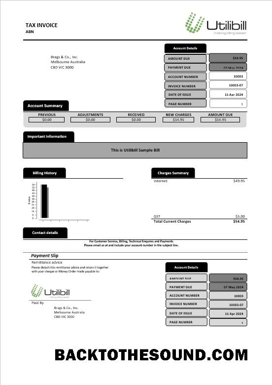 Scarica Australia Utilibill Affari easy to fill in Word and PDF Formato Campione anteprima