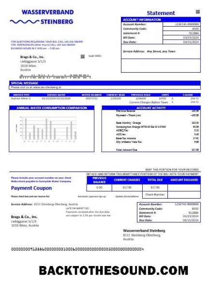 Scarica Austria Wasserverband Steinberg Acqua Affari Bolletta Bolletta in Word and PDF Formato Campione campione