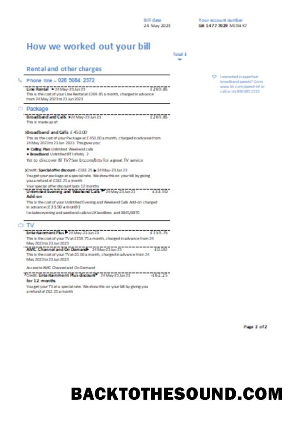 Scarica BT Bolletta Affari Bolletta, Pagina 2 SCR Campione mockup