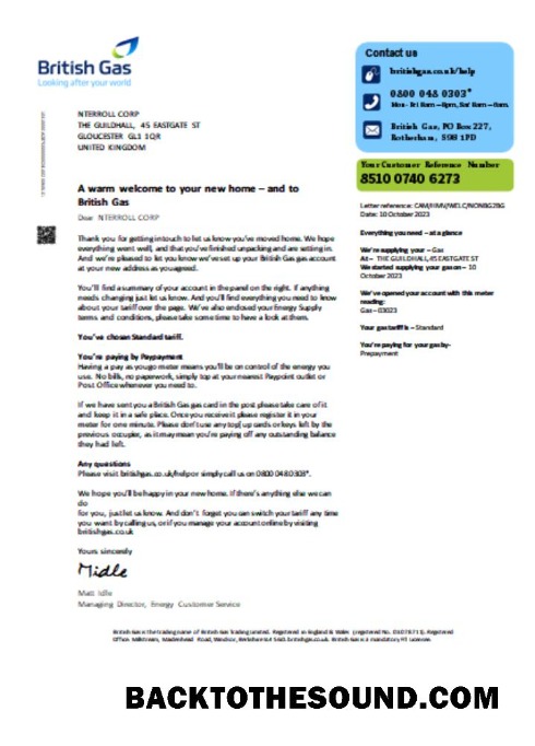 Scarica British Gas Bolletta Affari Bolletta, SCR1 Campione design