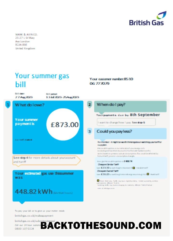 Scarica British Gas Bolletta Affari Bolletta, SCR, Pagina 1 Campione design