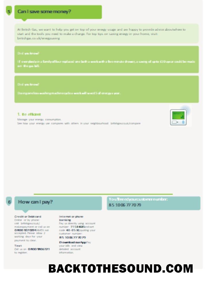 Scarica British Gas Bolletta Affari Bolletta, SCR, Pagina 3 Campione modello