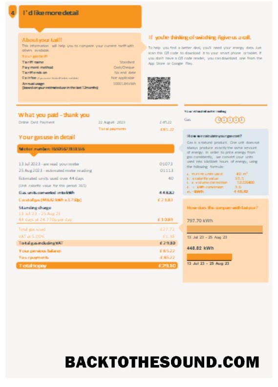 Scarica British Gas Bolletta Affari Bolletta, pSCR, Pagina 2 Campione modello