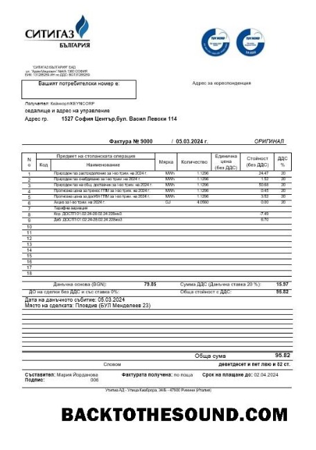 Scarica Bulgary Ситигаз Gas Affari Bolletta Bolletta in Word and PDF (2).doc Campione mockup