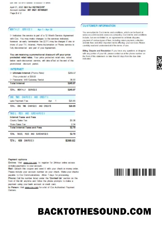 Scarica COX digital cable television Bolletta Affari Bolletta, Pagina 2, SCR Campione design