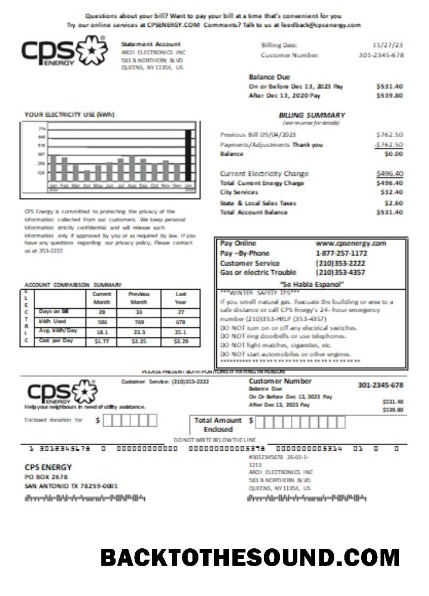 Scarica CPS Energy Bolletta Affari Bolletta, SCR Campione design