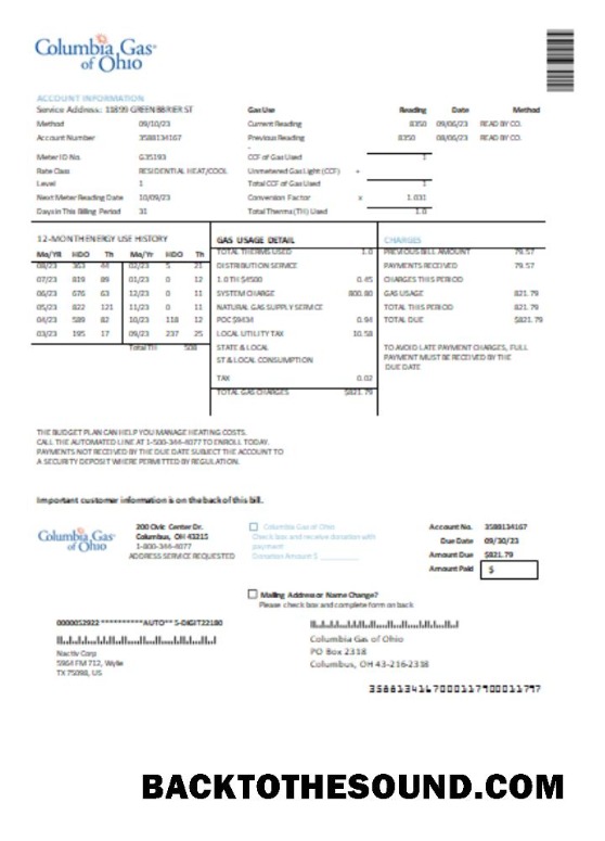 Scarica Columbia Gas of Ohio Bolletta Affari Bolletta, SCR Campione anteprima