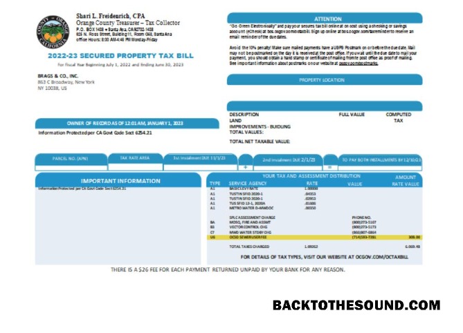 Scarica County of Orange California property Tassa Affari Bolletta, SCR Campione mockup