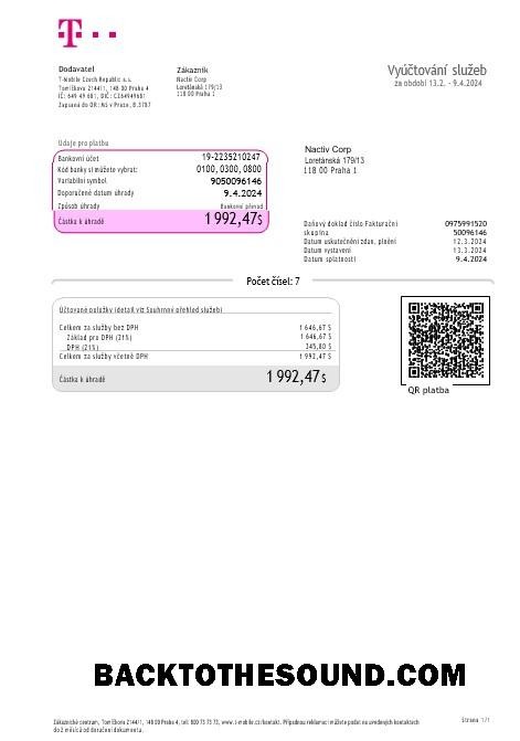 Scarica Repubblica Ceca T Mobile Affari Bolletta Bolletta Word and PDF (2) Campione mockup