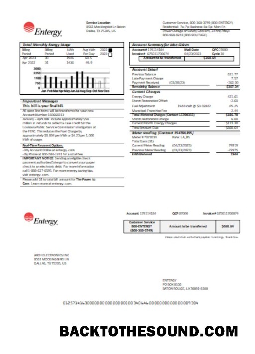 Scarica Entergy Bolletta Affari Bolletta, Pagina 1, SCR Campione modello