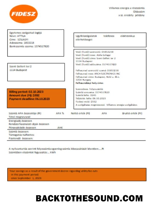 Scarica FIDESZ easy to fill Bolletta Affari Bolletta, SCR Campione mockup