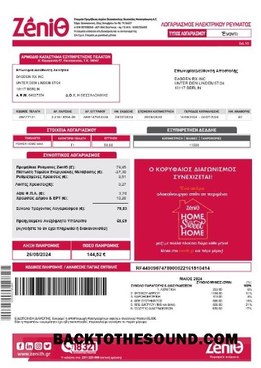 Scarica Grecia Zenith Affari Bolletta Bolletta Word and PDF Campione mockup