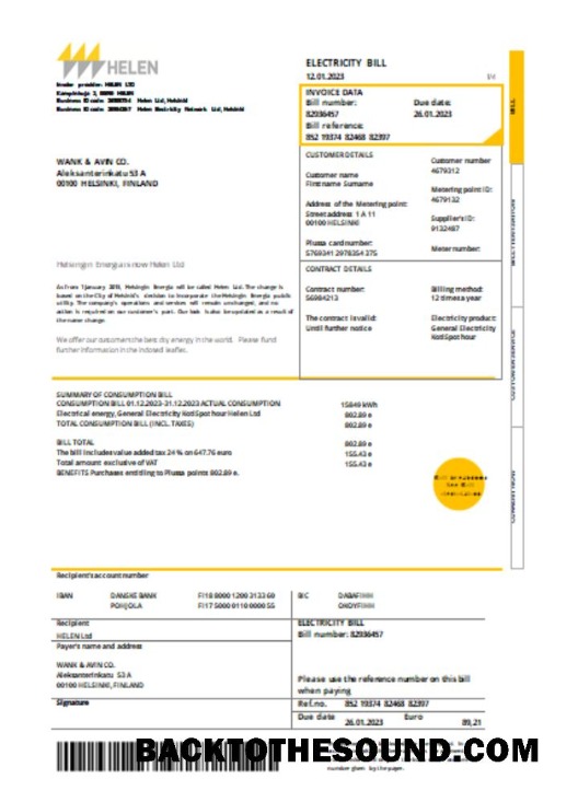 Scarica Helen Proof of address Bolletta Affari Bolletta, SCR Campione design