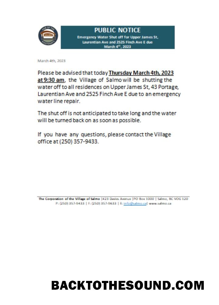 Scarica Hub of the Salmo Kootenays Bolletta shut off notice Affari Bolletta, SCR Campione mockup