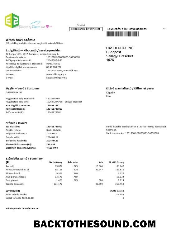 Scarica Ungheria E2 Affari Bolletta Bolletta in Word and PDF Formati Campione design