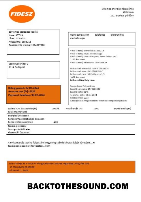 Scarica Ungheria FIDESZ easy to fill Affari Bolletta Bolletta in Word and PDF Formati Campione modello