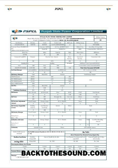 Premium Scarica India PSPCL Affari Bolletta Bolletta Word and PDF Modello các trang đã xóa Campione