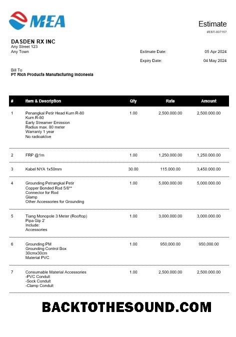 Scarica Indonesia MEA Affari Bolletta Bolletta Word and PDF Campione mockup