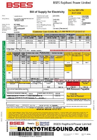 Modificabile Scarica India Bses Elettricità Affari Bolletta Bolletta Word and PDF Modello trang Campione