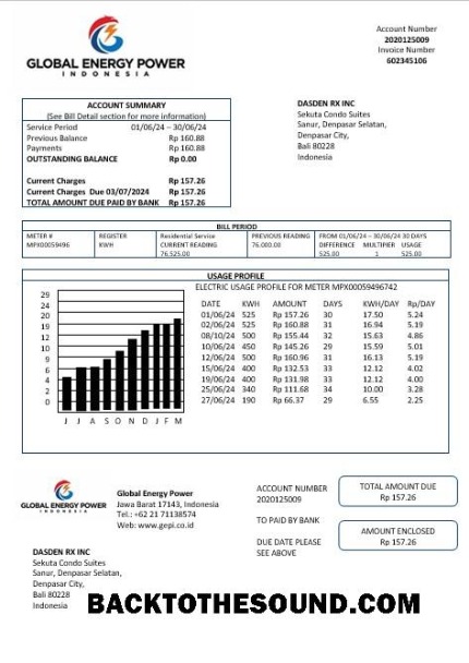 Scarica Indonesia Global Energy Power Affari Bolletta Bolletta in Word and PDF Formato Campione mockup