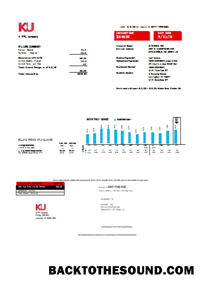 Scarica Kentucky Elettricità Bolletta Affari Bolletta, SCR Campione mockup