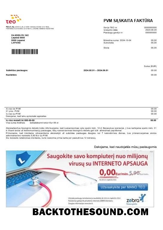 Scarica Lituania Teo Affari Bolletta Bolletta in Word and PDF Formati Campione design