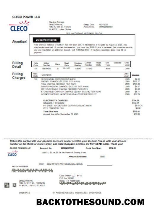 Scarica Louisiana Cleco Power Elettricità Bolletta Affari Bolletta, SCR Campione design